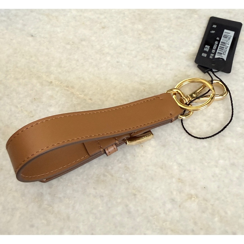 Prada Soft Leather Keychain Wristlet Brown & Gold 1PP186 Made in Italy - Picture 8 of 12
